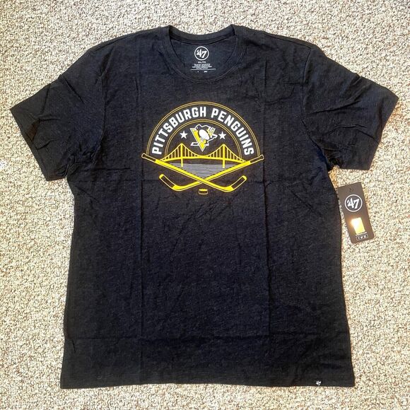'47 Mens Pittsburgh Penguins T-Shirt Size S NHL Hockey Fan Tee Gray Classic - Picture 1 of 6